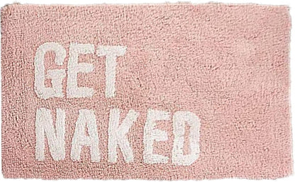 Get Naked Bath Mat Cute Funny Bathroom Rugs Machine Washable Bath Mats for Bathroom Floor,Tub and Shower,Non Slip Soft Absorbent Bathroom Accessories Decor Rugs,20X32 (Pink)