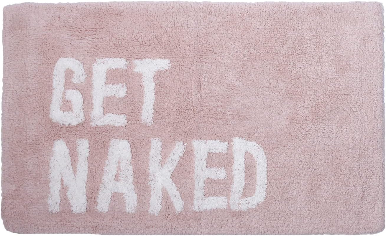 Get Naked Bath Mat Cute Funny Bathroom Rugs Machine Washable Bath Mats for Bathroom Floor,Tub and Shower,Non Slip Soft Absorbent Bathroom Accessories Decor Rugs,20X32 (Pink)