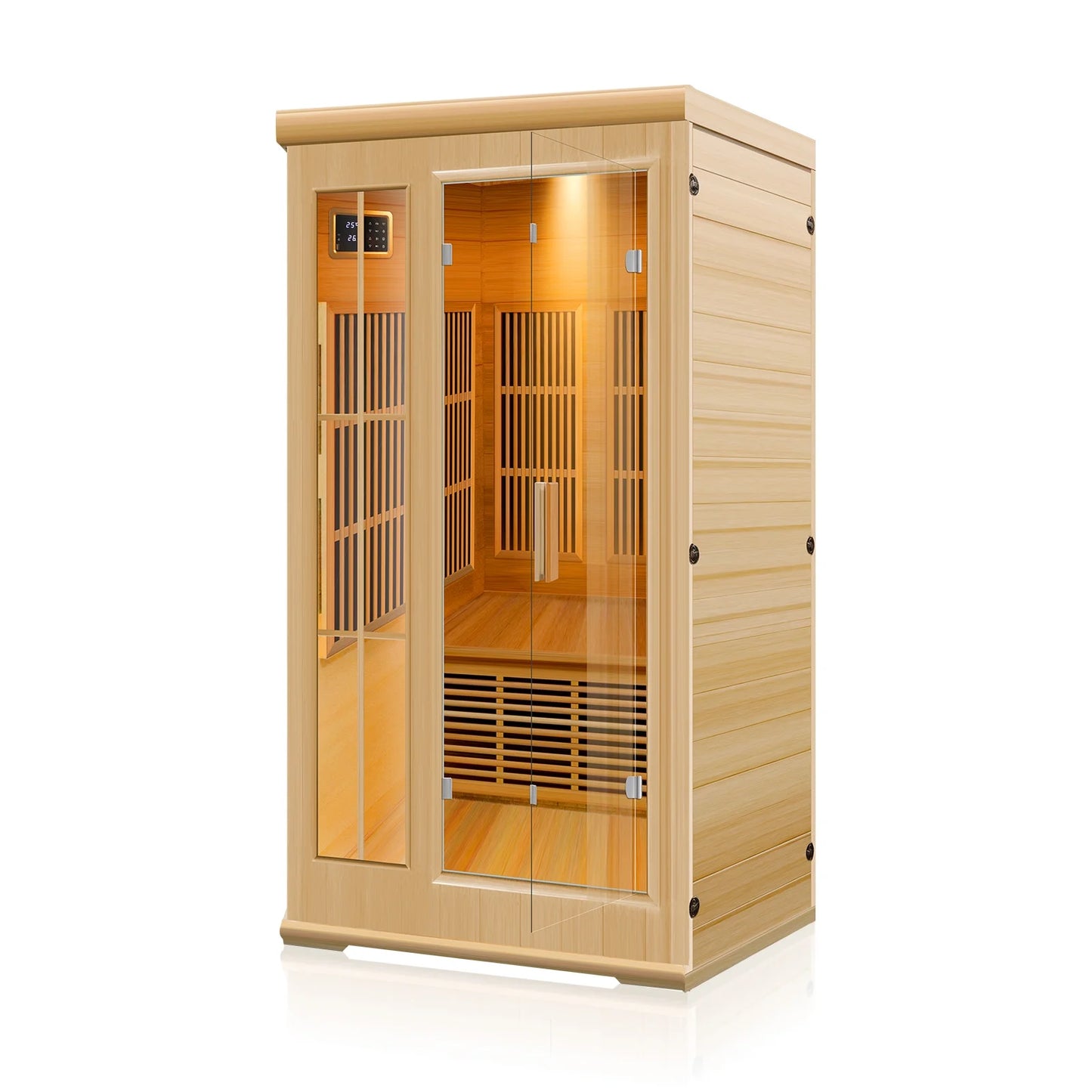 Infrared Sauna Home,Sauna Spa Room Wood Sauna with LED Control Panel and Tempered Glass Door, Sauna Box 1-2 Person (39.3 * 39.7 * 74.8 Inch)