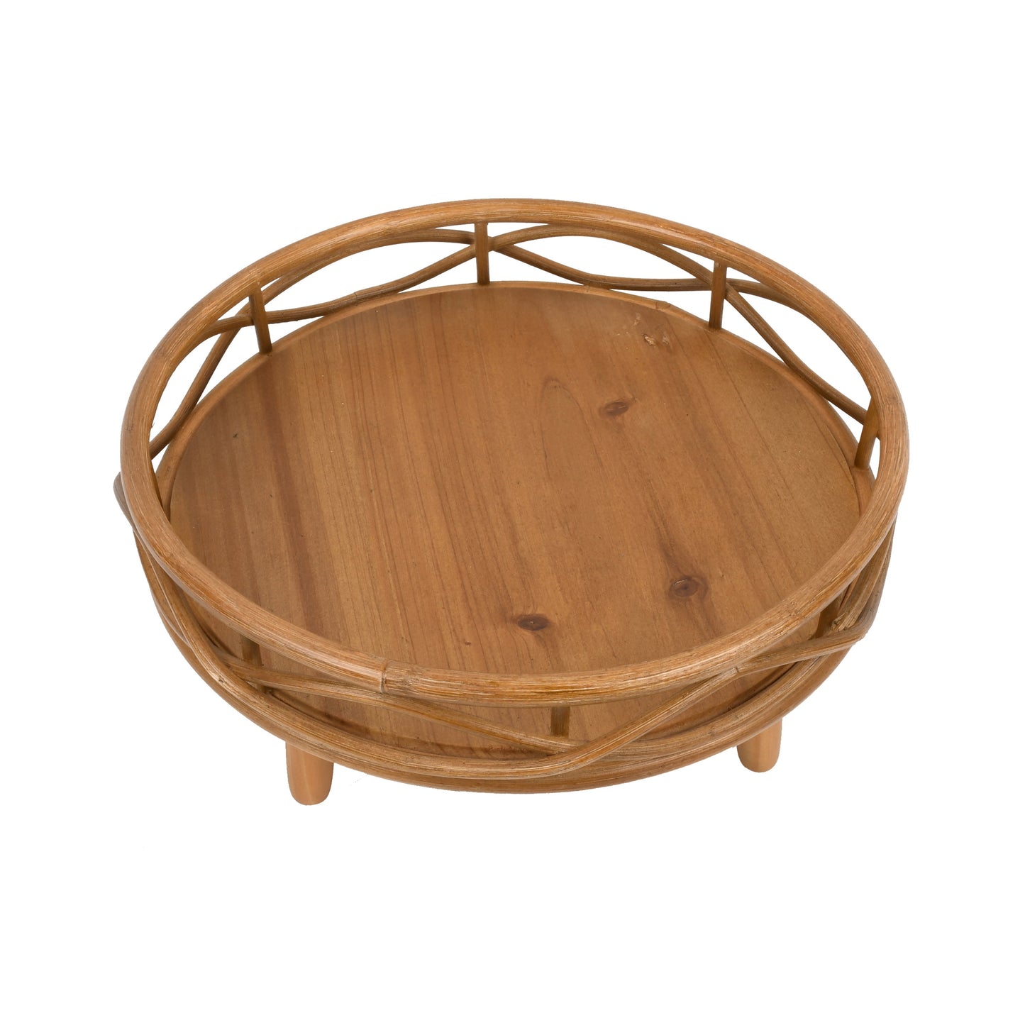 Willow Sage Brown Rattan round Plant Stand