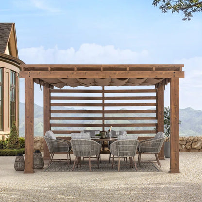 Summercove 13 Ft. X 11 Ft. Metal Pergola with Adjustable Canopy for Garden Shade