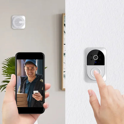 Smart Video Doorbell Wifi Camera with 2-Way Audio, Pir Motion Detection, Night , Real-Time Alerts, Easy Smart Home Devices Ring