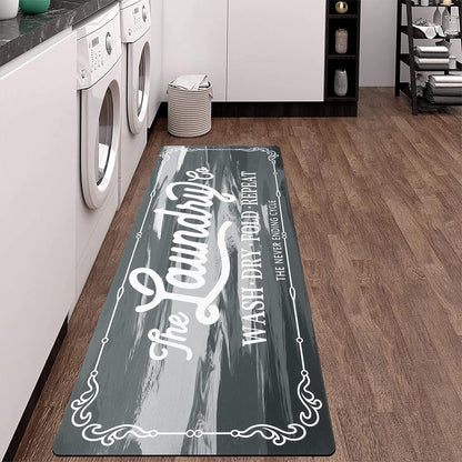 Farmhouse Laundry Room Rug Runner 20"X48" Non Slip Kitchen Rugs and Mats Laundry Room Decor Washable Rugs Carpet Runner for Kitchen Floor Laundry Room Bathroom Hallway Entryway Area Rugs