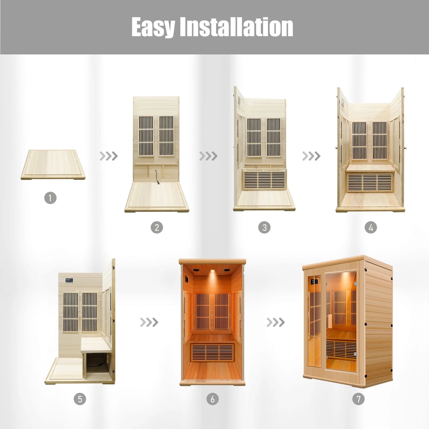 Infrared Sauna Home,Sauna Spa Room Wood Sauna with LED Control Panel and Tempered Glass Door, Sauna Box 1-2 Person (39.3 * 39.7 * 74.8 Inch)