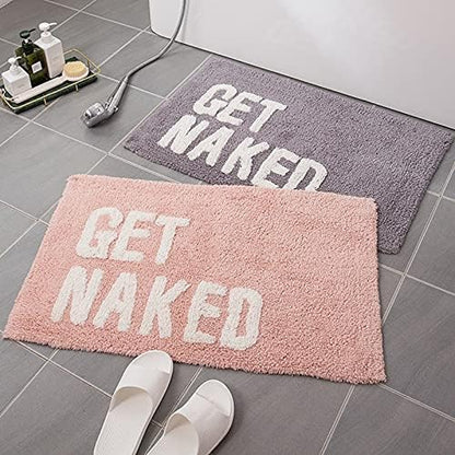 Get Naked Bath Mat Cute Funny Bathroom Rugs Machine Washable Bath Mats for Bathroom Floor,Tub and Shower,Non Slip Soft Absorbent Bathroom Accessories Decor Rugs,20X32 (Pink)