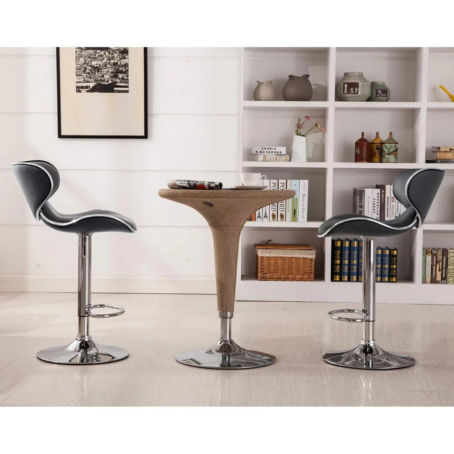 Masaccio Bar Stool with Adjustable Height & 360-Degree Swivel, Multiple Colors, Set of 2