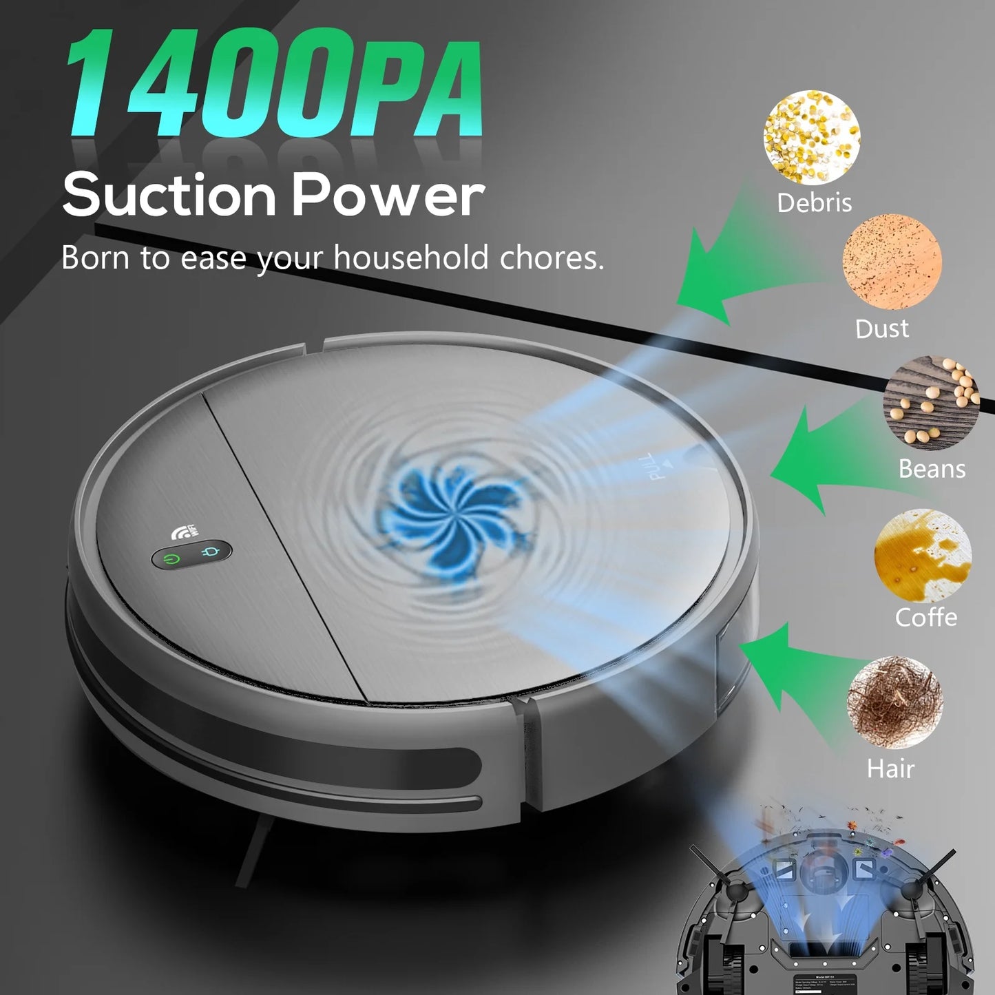 Robot Vacuum Cleaner, 2 in 1 Mop Combo for Pet Hair, Voice Control and Connect Alexa