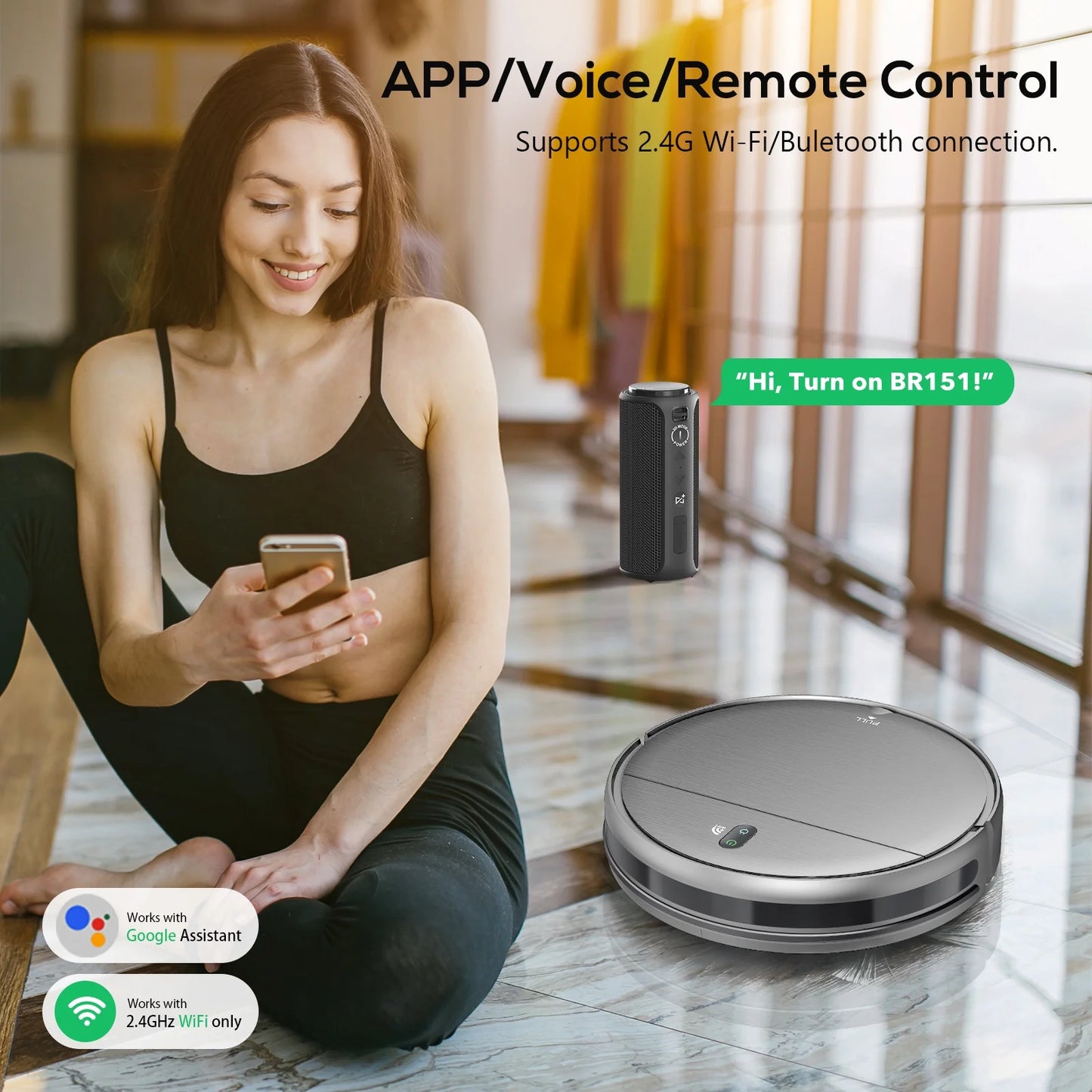 Robot Vacuum Cleaner, 2 in 1 Mop Combo for Pet Hair, Voice Control and Connect Alexa